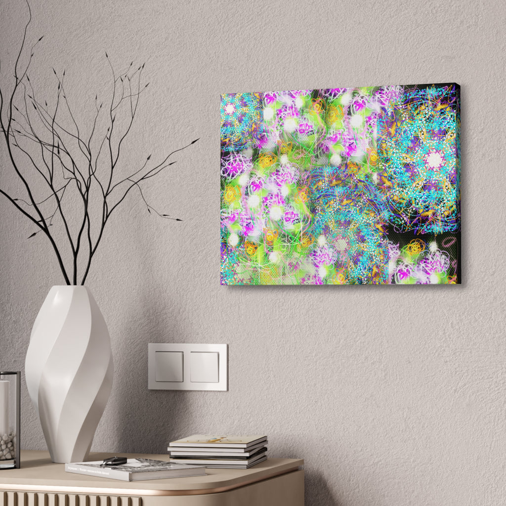 Abstract Floral Galaxy Canvas - Vibrant Stretched Wall Art