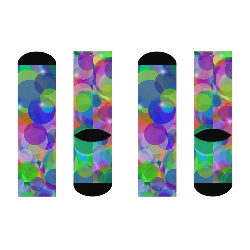 Colorful Bubble Pattern Cushioned Crew Socks — Vibrant Abstract Circles