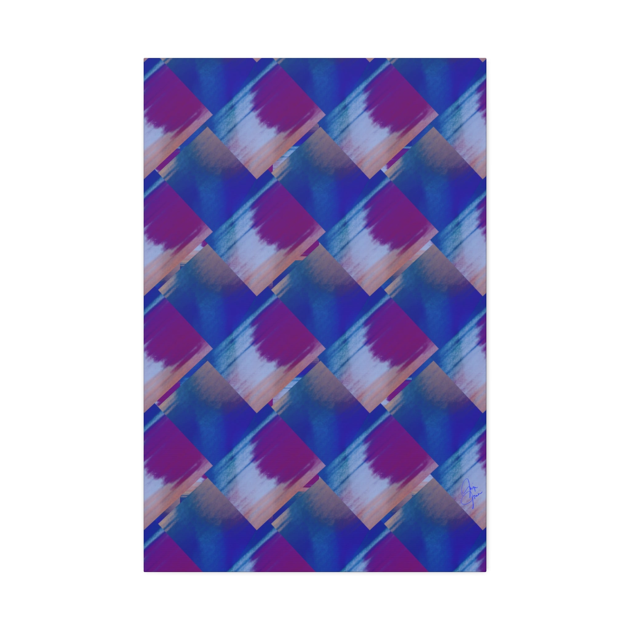 Abstract Diamond Wave Canvas Print — Blue & Purple Geometric Wall Art