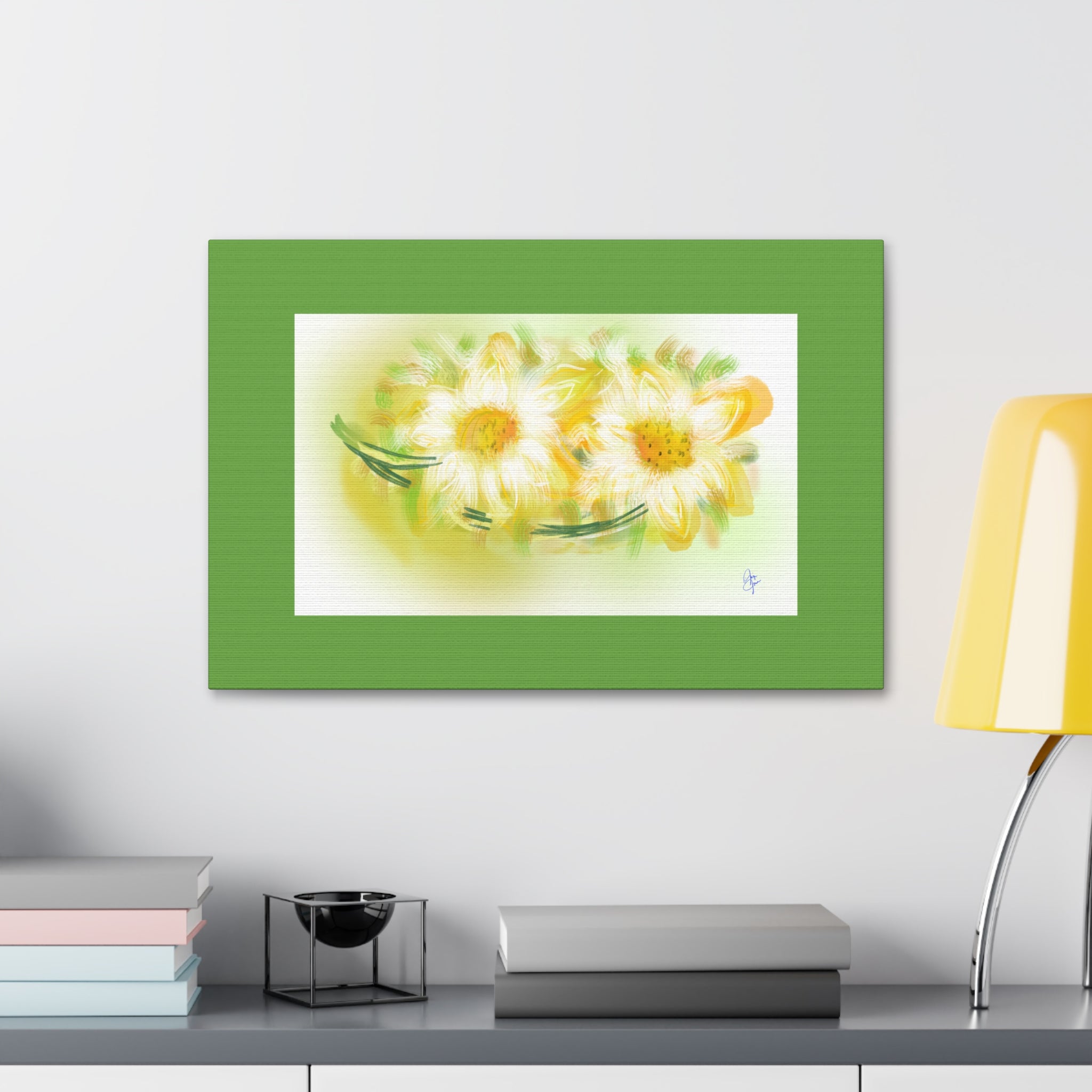 Yellow Daisy Floral Canvas Print – Stretched 1.5" Edge Art