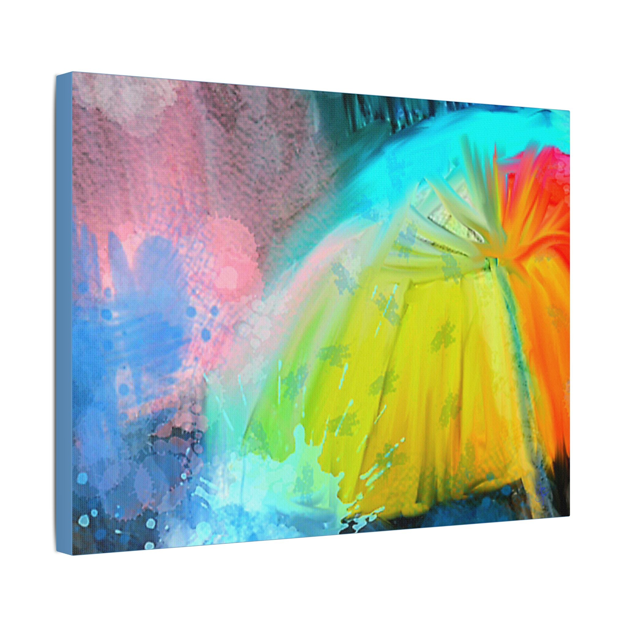 Abstract Rainbow Umbrella Canvas Print — Bright Colorful Satin-Stretched Wall Art