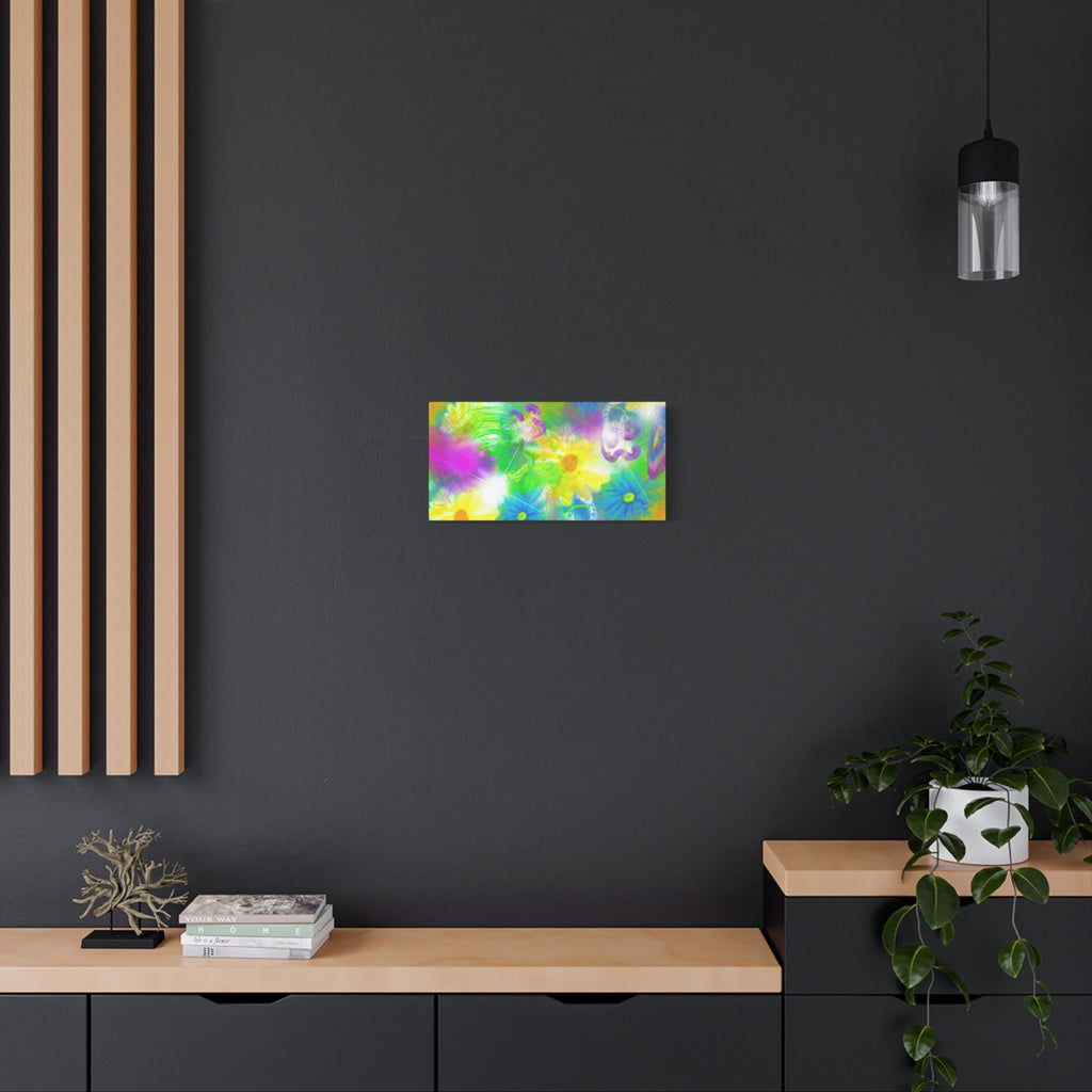 Bright Floral Abstract Matte Canvas Wall Art — Vibrant Daisy Pop