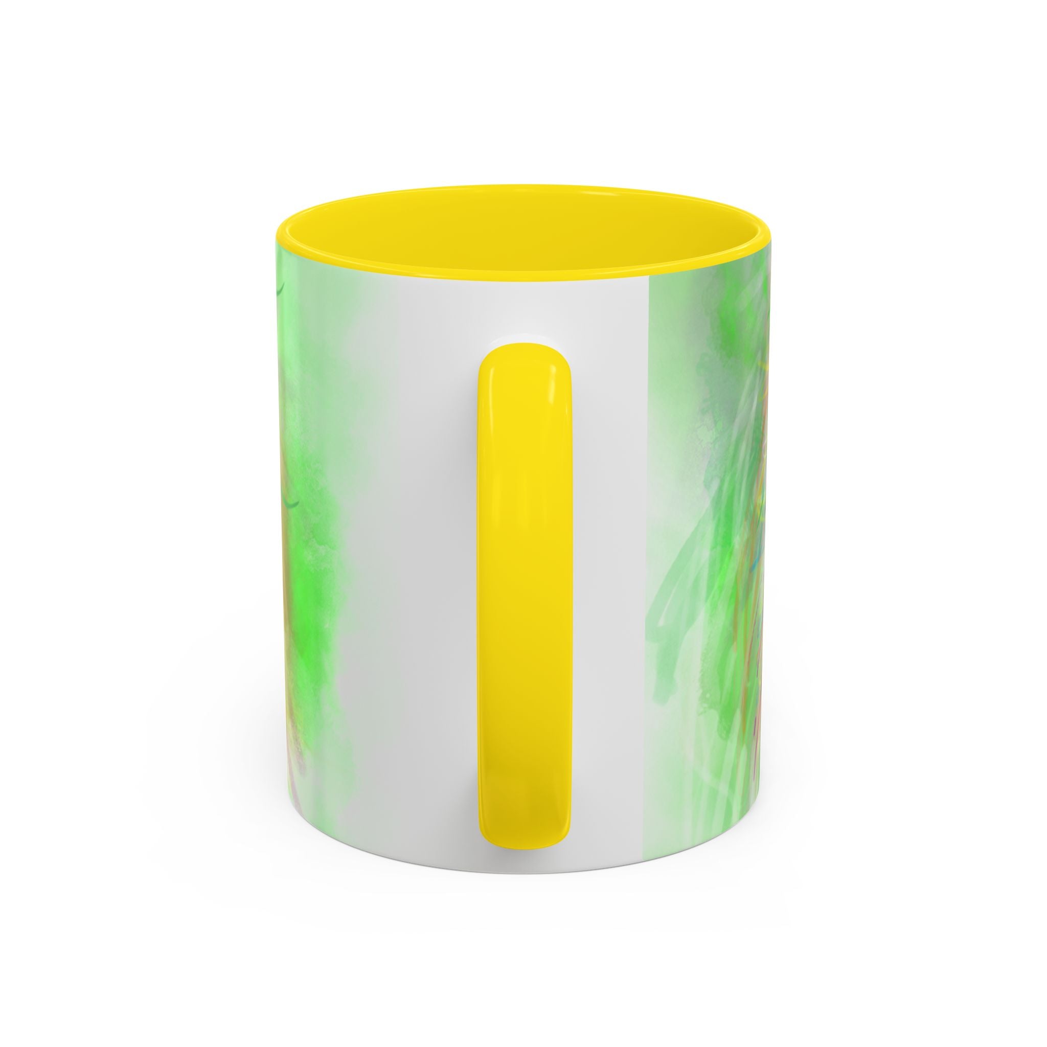 Colorful Sunflower Accent Coffee Mug — Pink Inner Artistic Floral Design (11/15 oz)