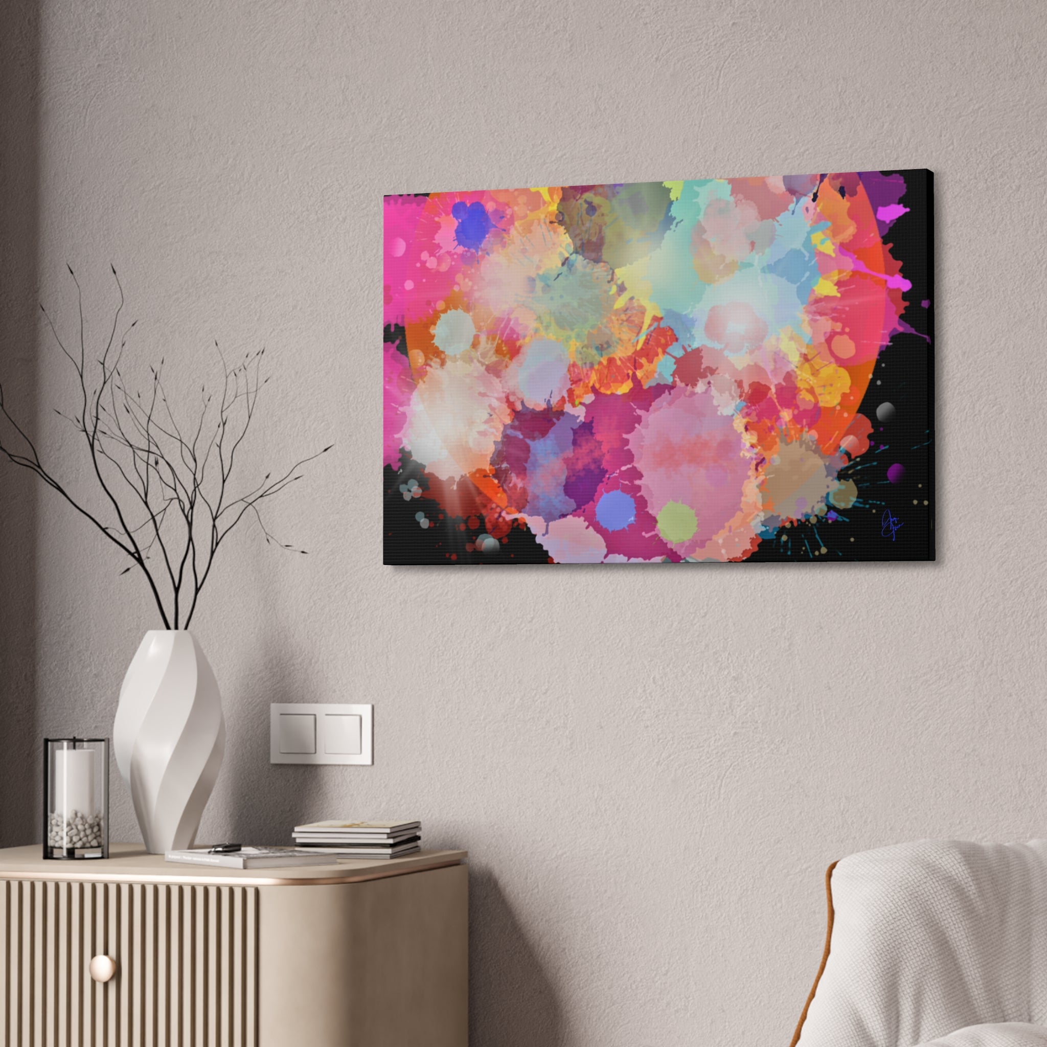 Abstract Color Splash Canvas Print — Vibrant Watercolor Ink Splash Wall Art