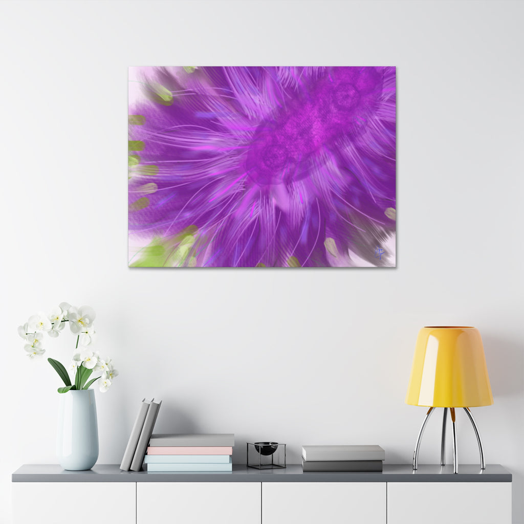 Purple Floral Burst Canvas Print – Abstract Flower Wall Art (Stretched 1.5")