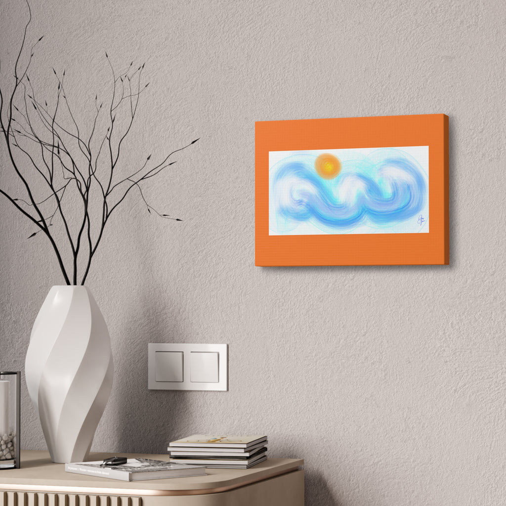 Abstract Ocean Wave Canvas — Turquoise Stretched Wall Art