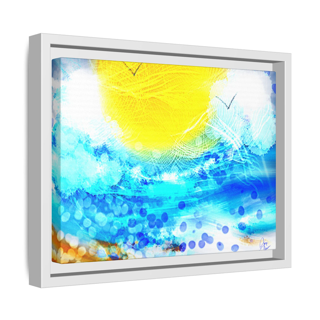 Sunshine Shore Matte Canvas Framed Wall Art — Bright Abstract Beach Print