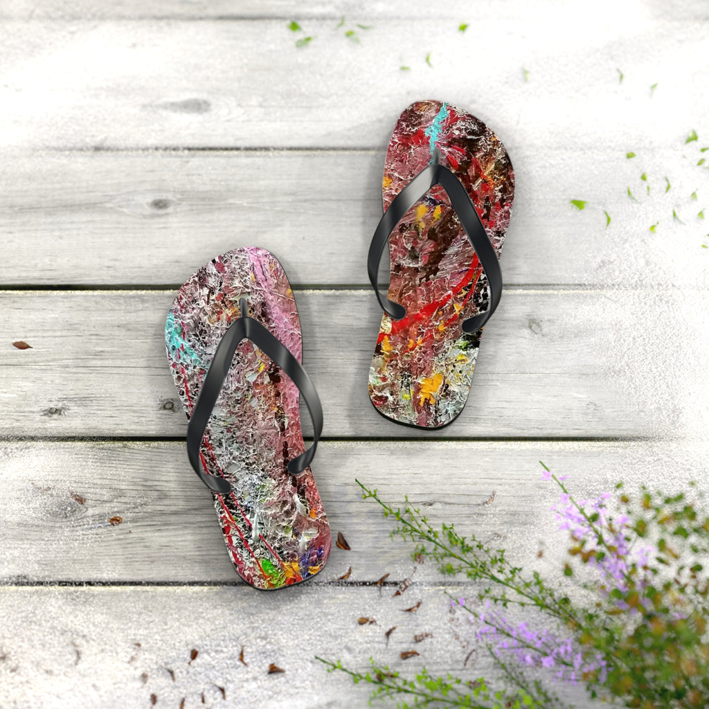 Artistic Abstract Flip Flops — Colorful Graffiti Texture Sandals