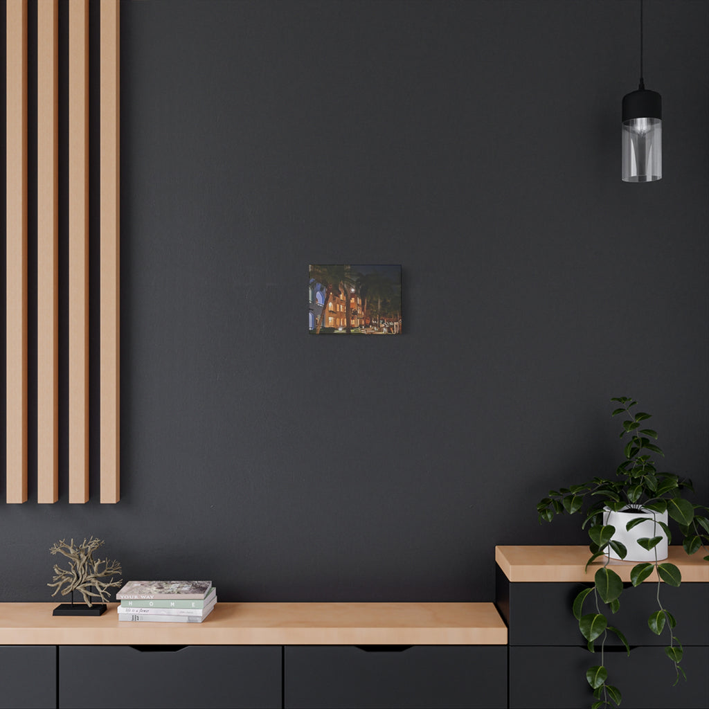 Tropical Night Hotel Matte Canvas Wall Art