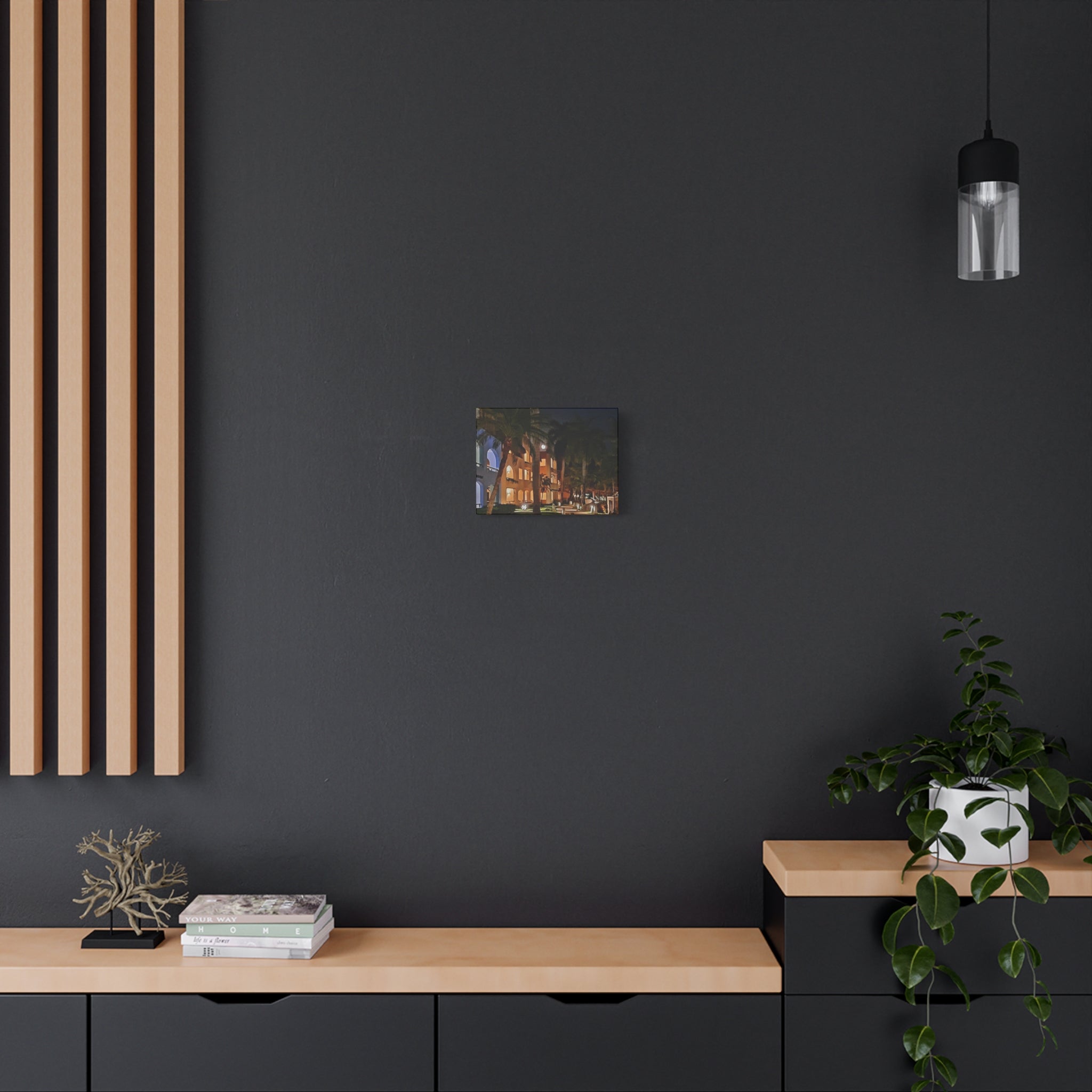 Tropical Night Hotel Matte Canvas Wall Art