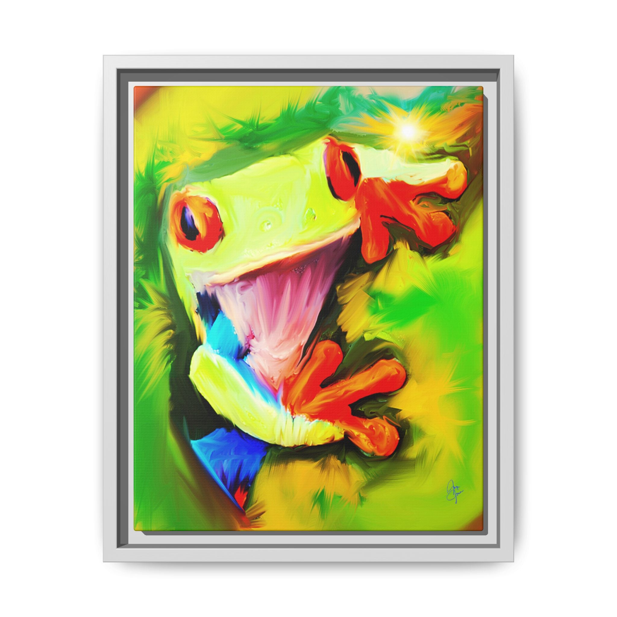 Colorful Tree Frog Matte Canvas Print — Framed Tropical Wall Art