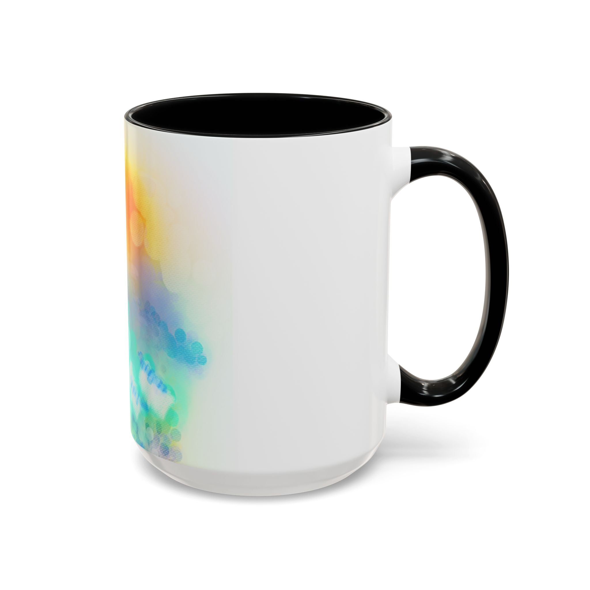Sunrise Watercolor Accent Coffee Mug — Bright Abstract Teal & Yellow Ceramic