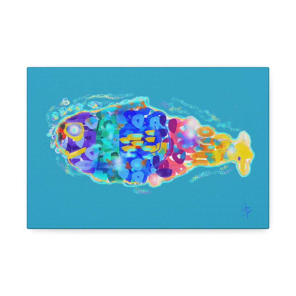 Colorful Abstract Fish Canvas Print — Vibrant Ocean Wall Art