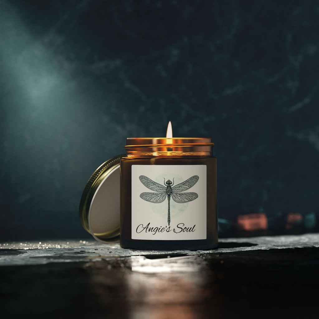 Dragonfly Soy Candle — Coconut Apricot Wax (4oz or 9oz) — Angie's Soul Scented Jar