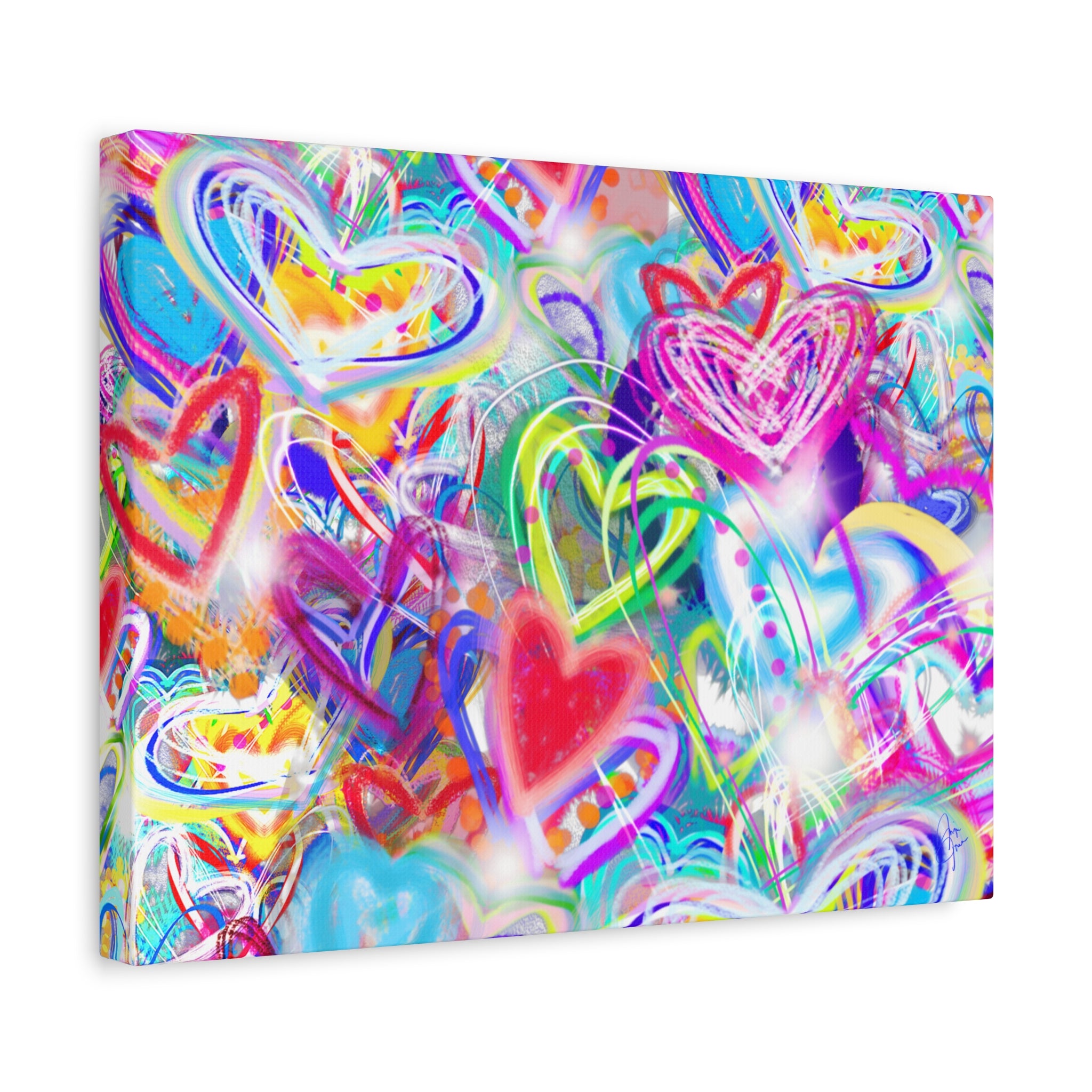 Colorful Heart Graffiti Matte Canvas