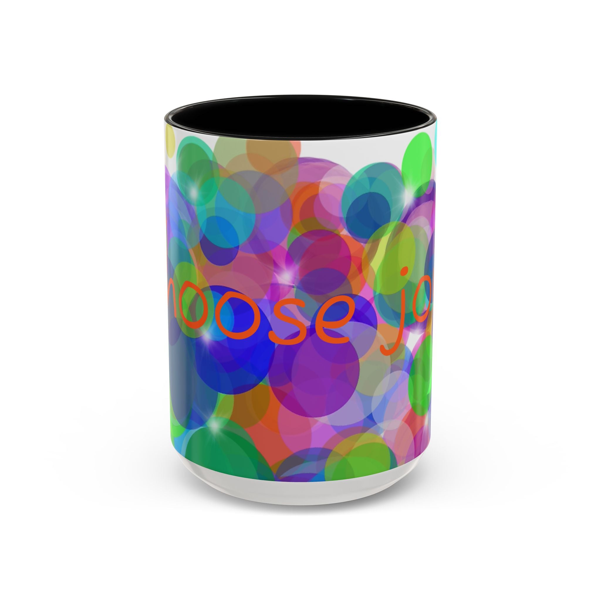 Colorful Bokeh "Choose Joy!" Accent Coffee Mug (11/15oz)