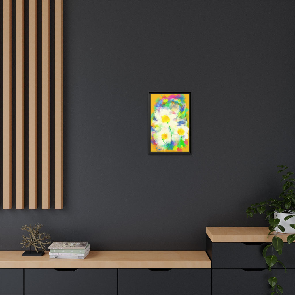 Framed Matte Canvas - Watercolor Yellow Floral Abstract Wall Art