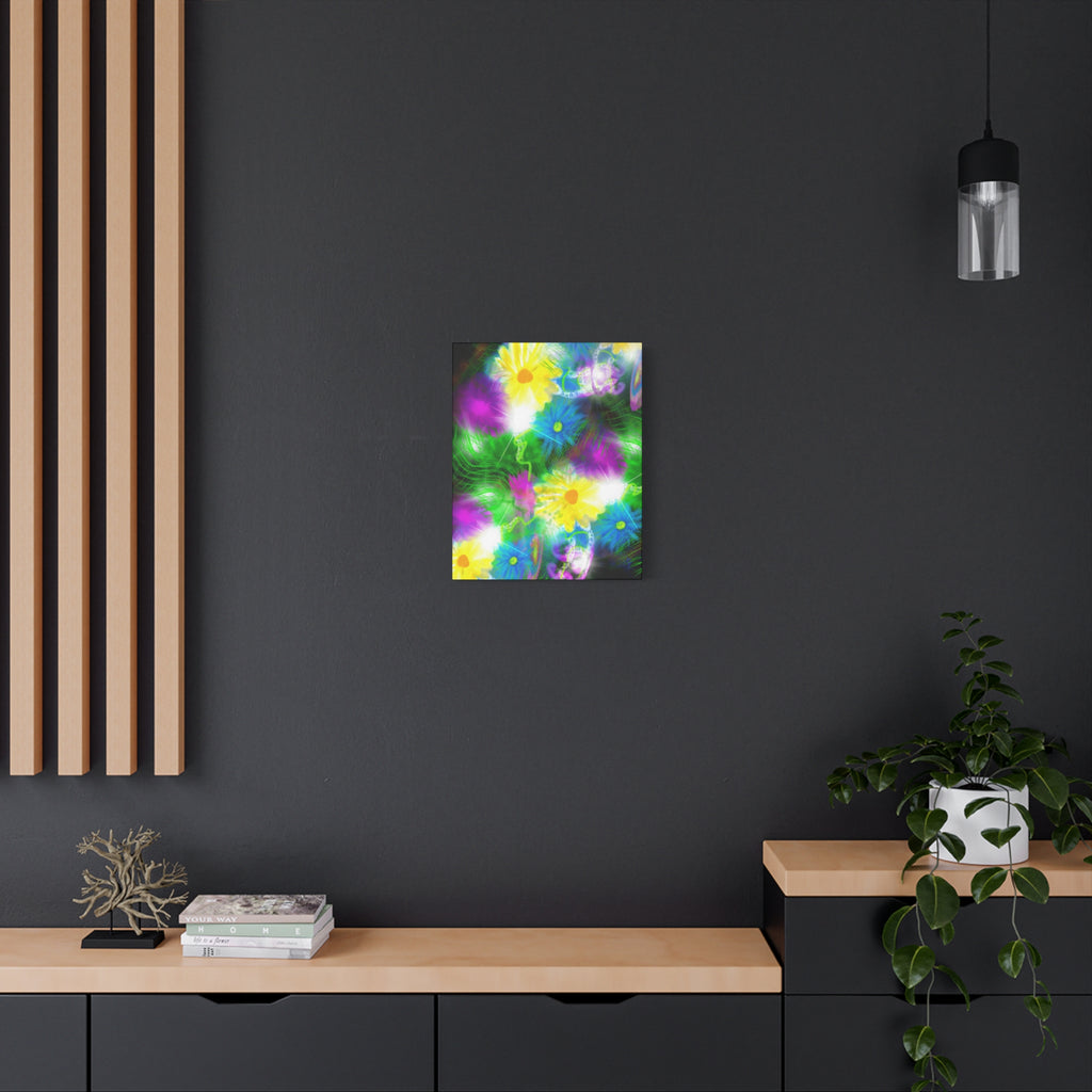 Bright Floral Abstract Matte Canvas Wall Art — Vibrant Daisy Pop