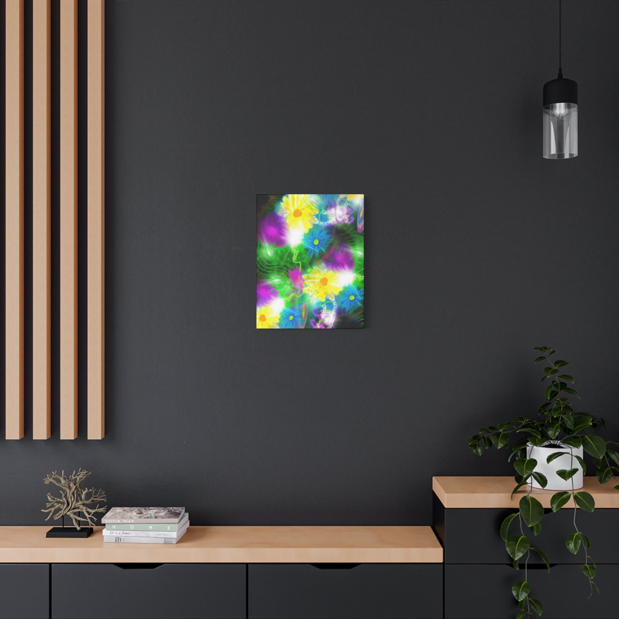 Bright Floral Abstract Matte Canvas Wall Art — Vibrant Daisy Pop