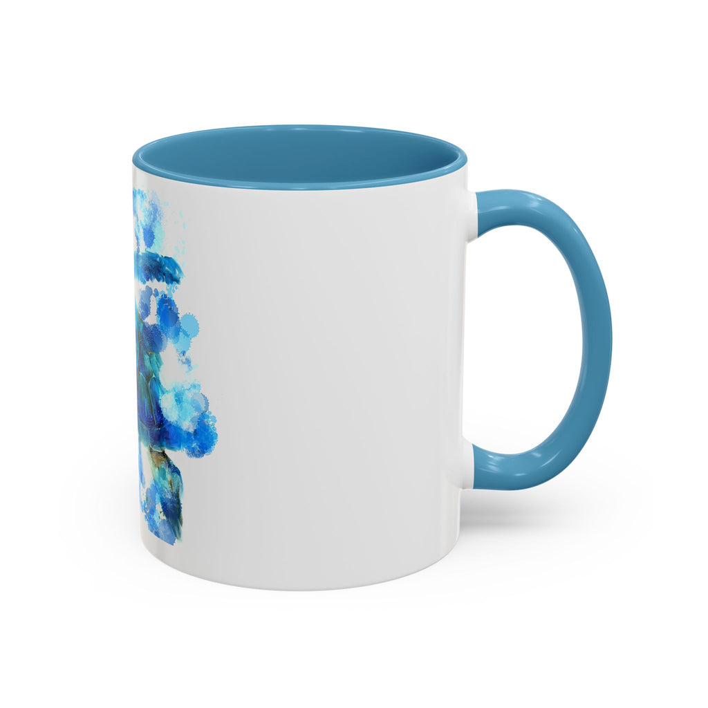 Blue Sea Turtle Accent Coffee Mug — Watercolor Ocean Turtle 11/15oz