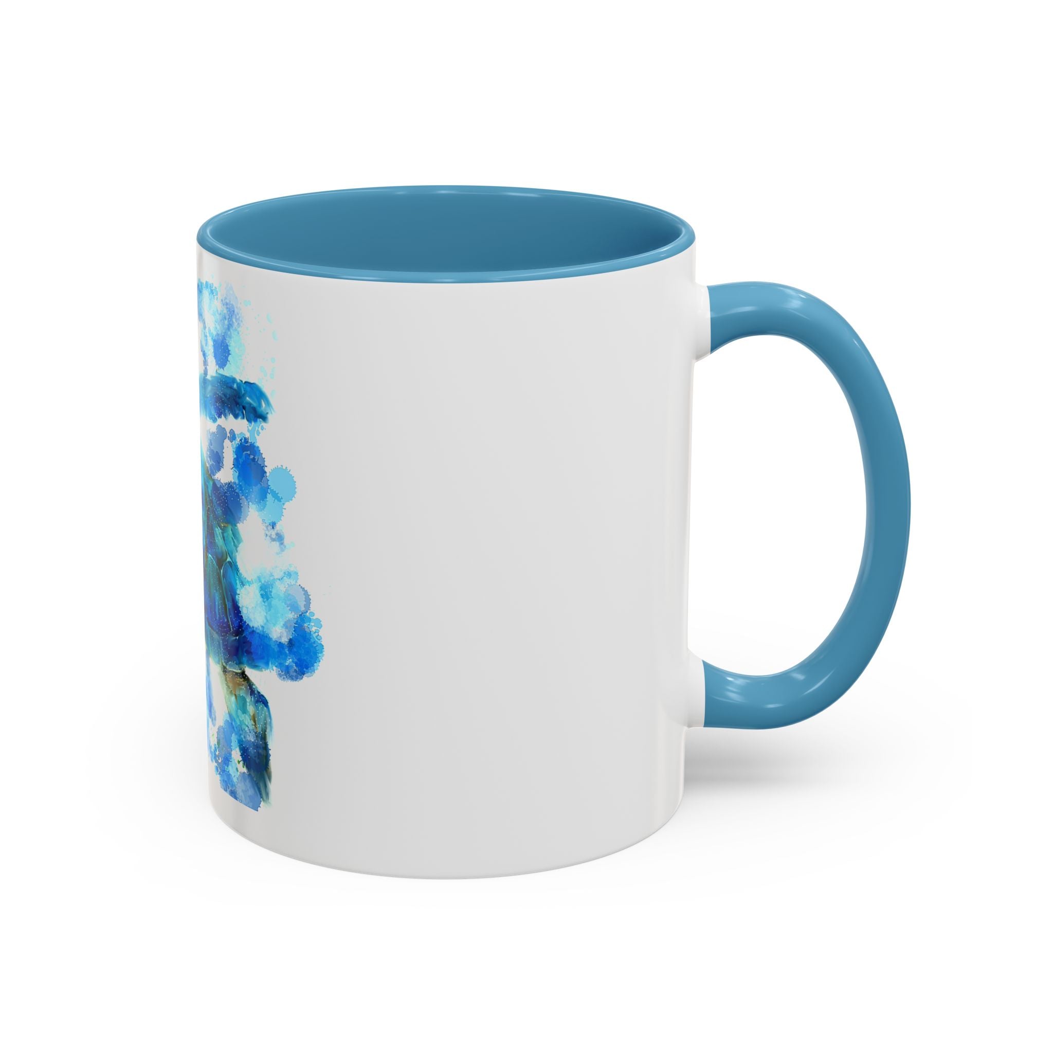 Blue Sea Turtle Accent Coffee Mug — Watercolor Ocean Turtle 11/15oz