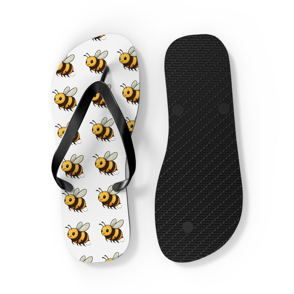 Bee Pattern Flip Flops — Cute Yellow Bee Summer Sandals