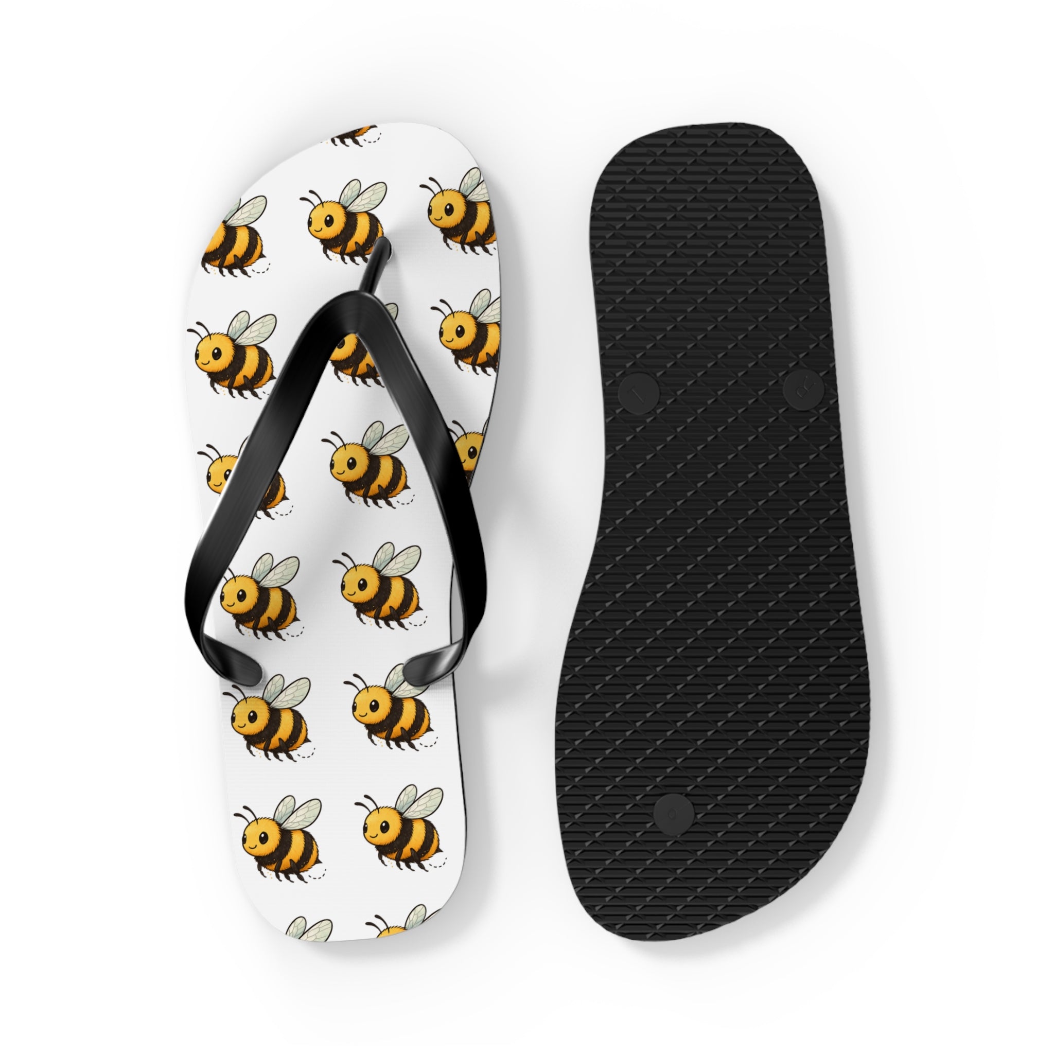 Bee Pattern Flip Flops — Cute Yellow Bee Summer Sandals