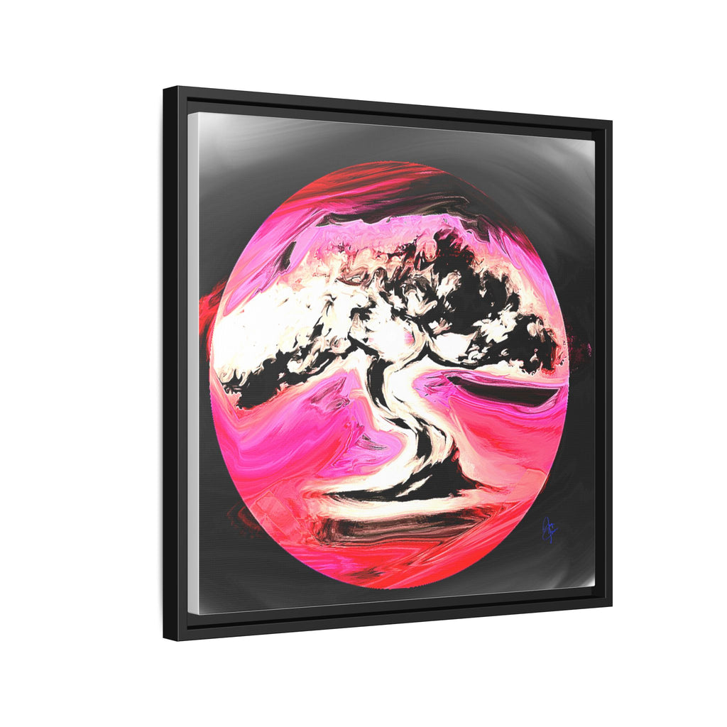 Framed Matte Canvas Art — Pink Marble Bonsai Tree