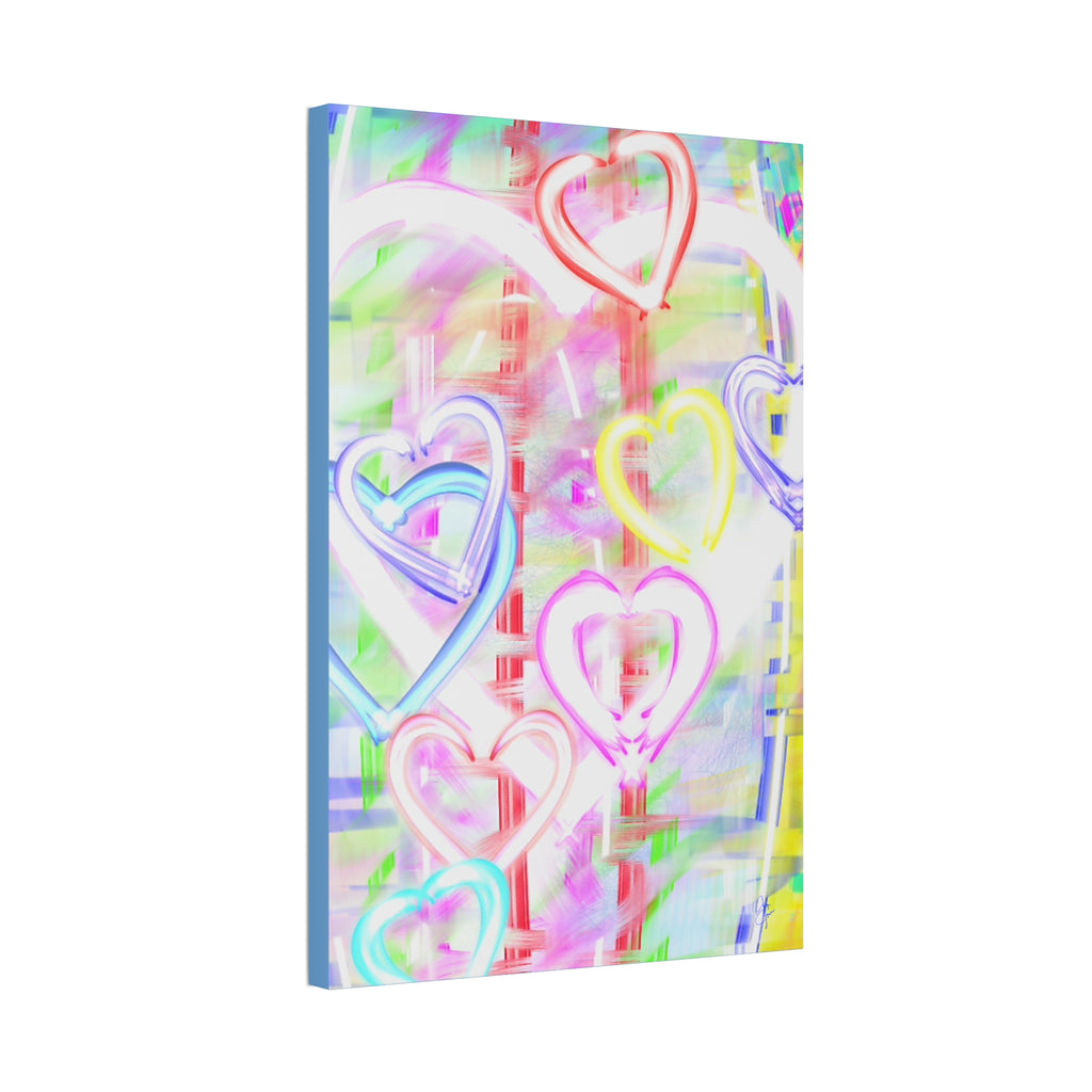 Colorful Neon Hearts Canvas Print — Stretched 1.5" Wall Art