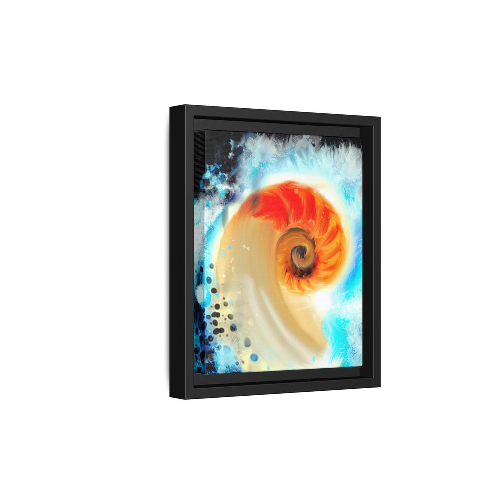 Framed Abstract Spiral Canvas Art — Vibrant Nautical Wave Print