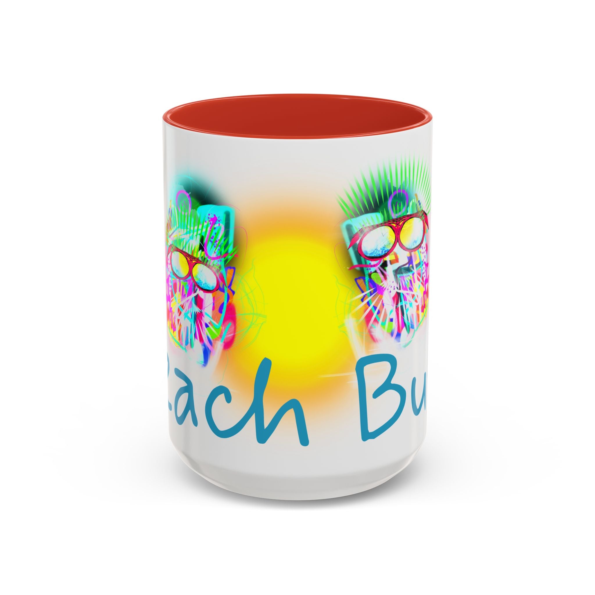 Beach Bum Coffee Mug — Colorful Retro Skull Design (11/15oz)