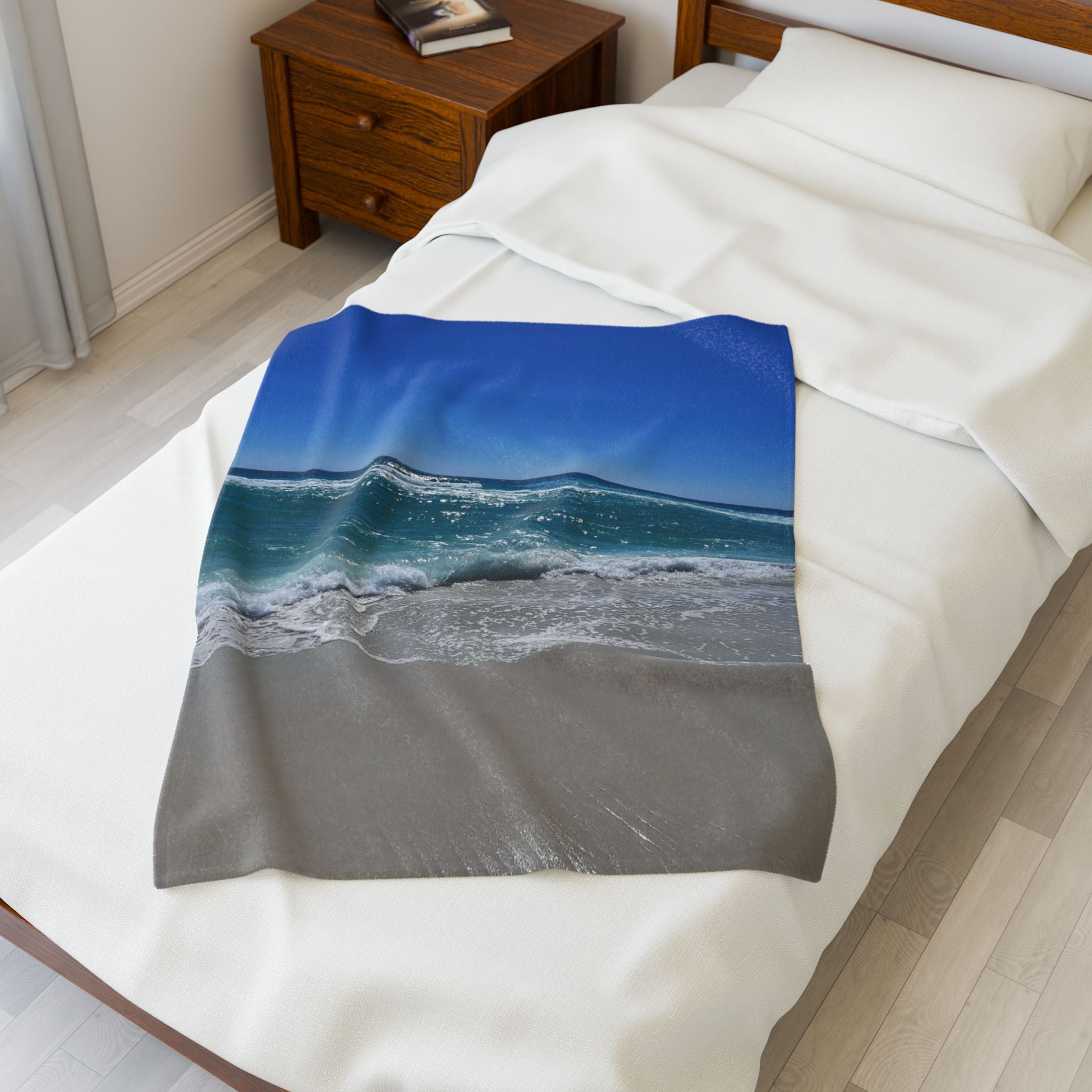 Coastal Waves Velveteen Plush Blanket
