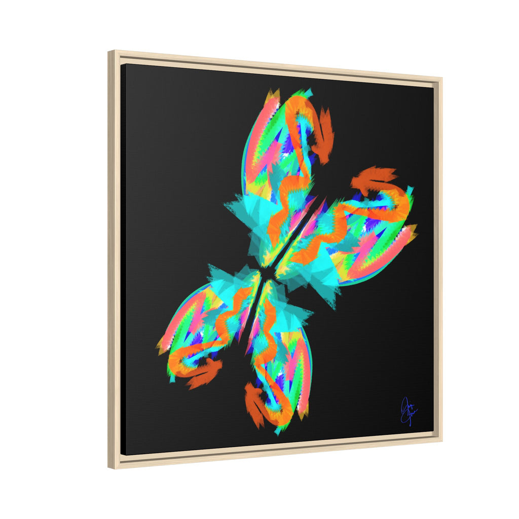 Framed Matte Canvas — Neon Abstract Butterfly Wall Art