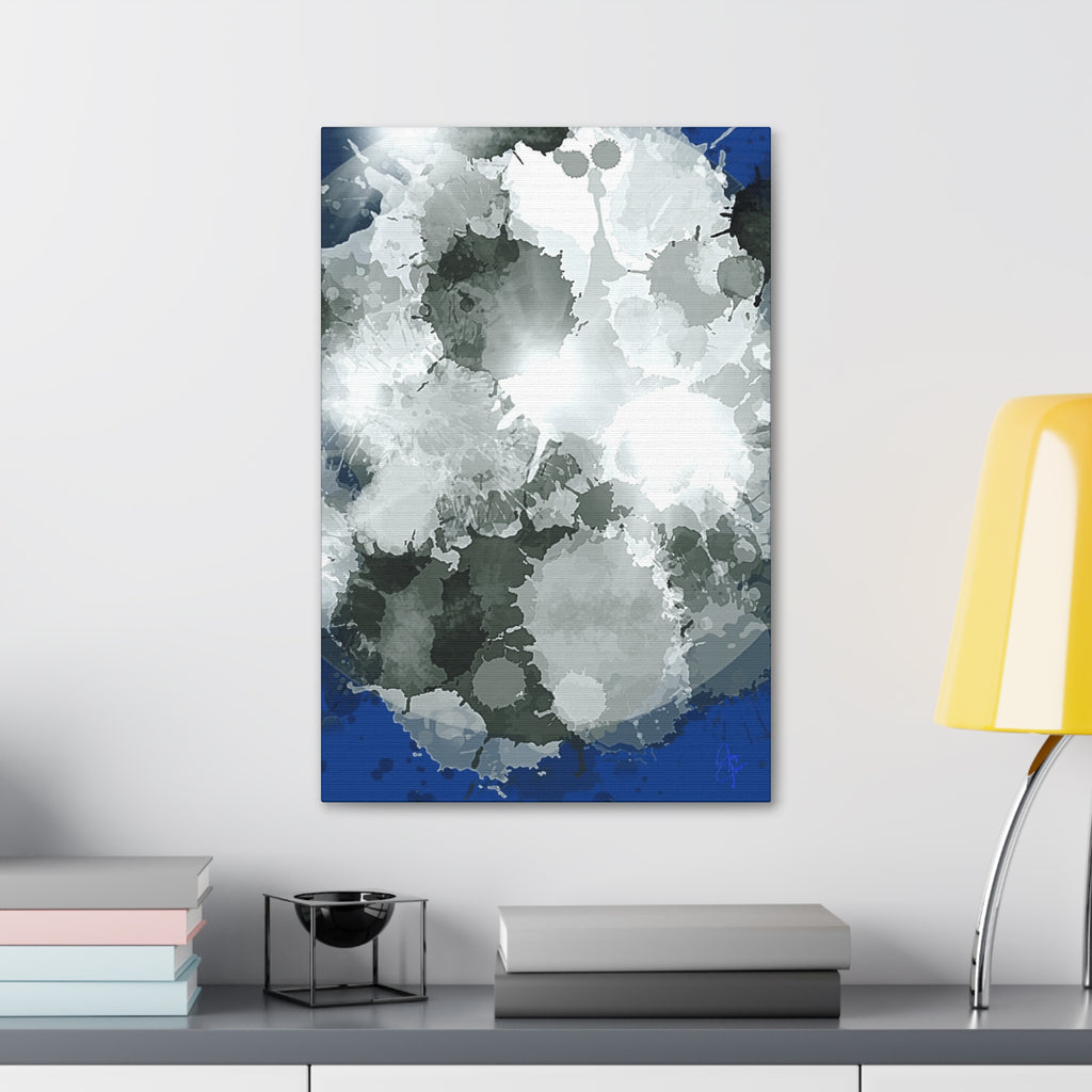 Abstract Gray Ink Splash Canvas
