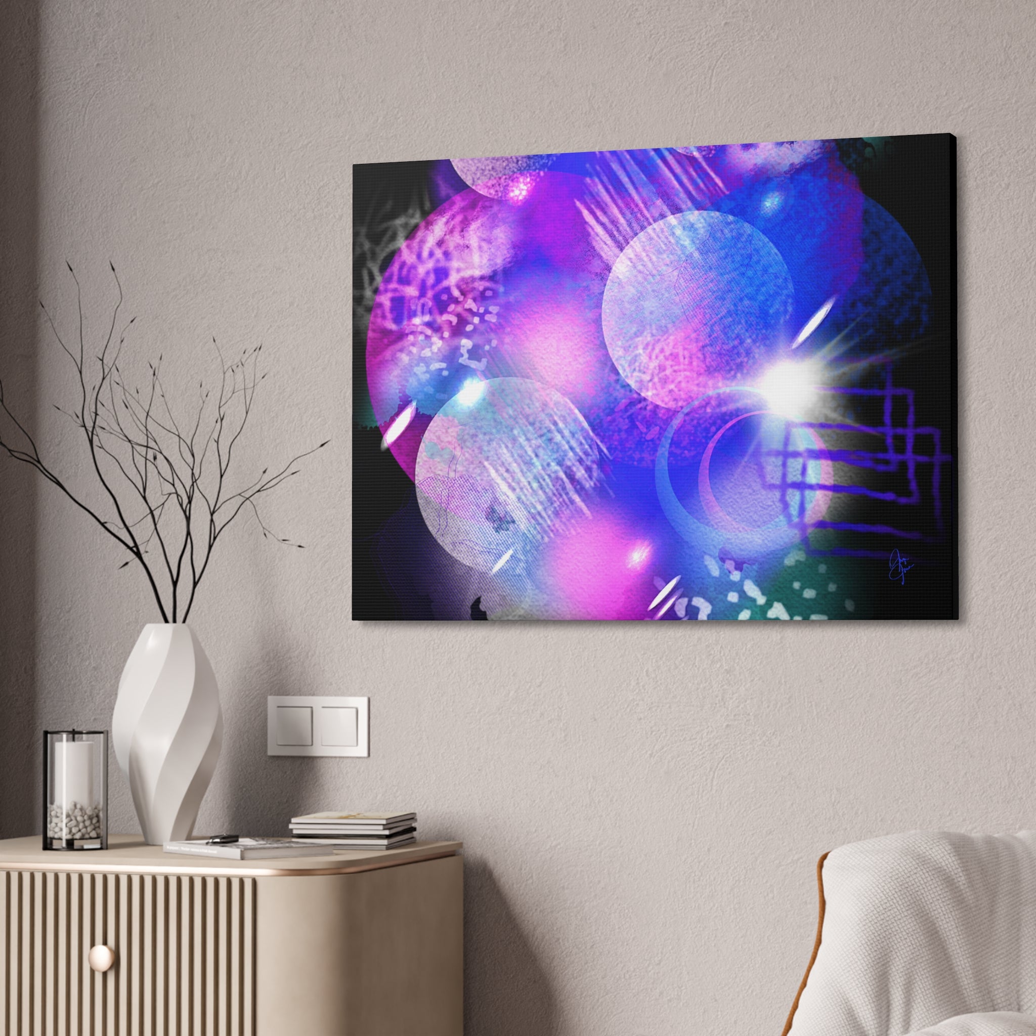 Abstract Neon Galaxy Canvas Print — Stretched 1.5''