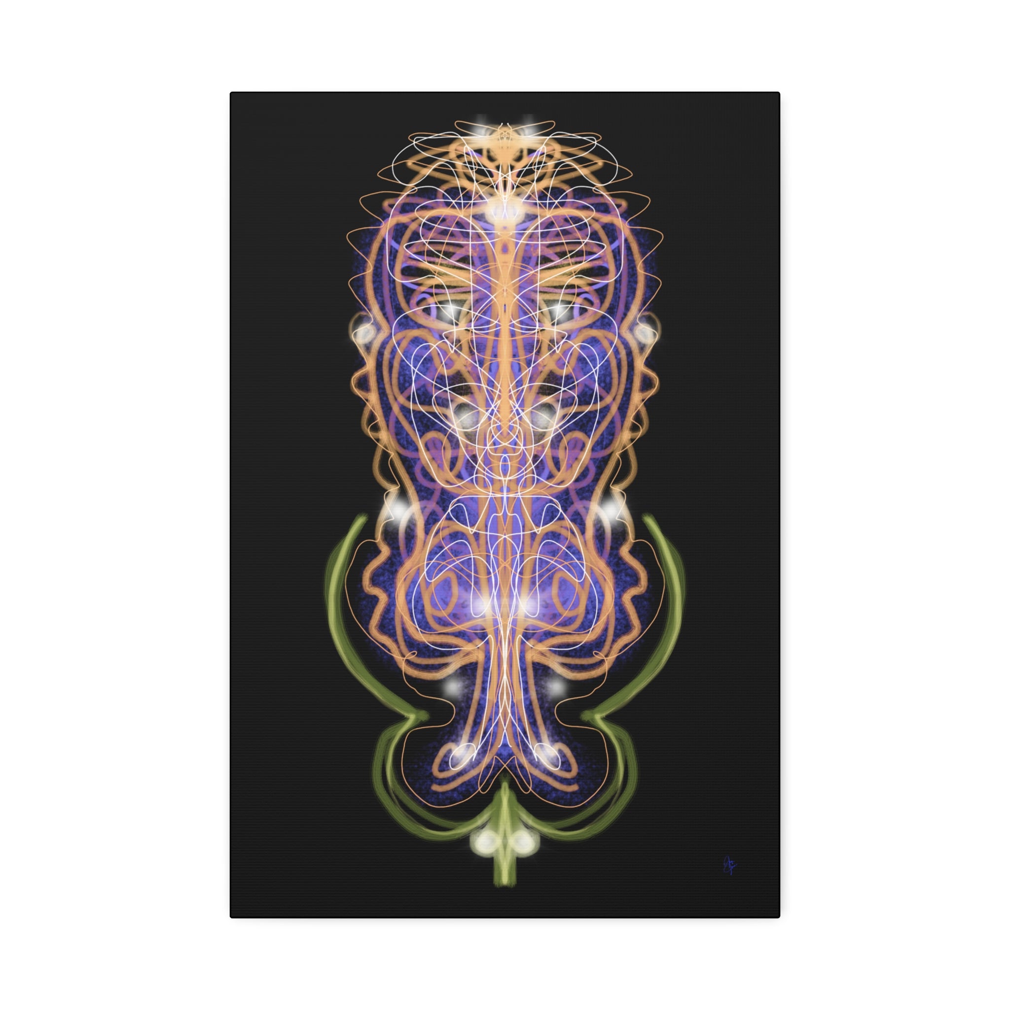 Mystic Symmetry Canvas — Abstract Spiritual Wall Art on Teal