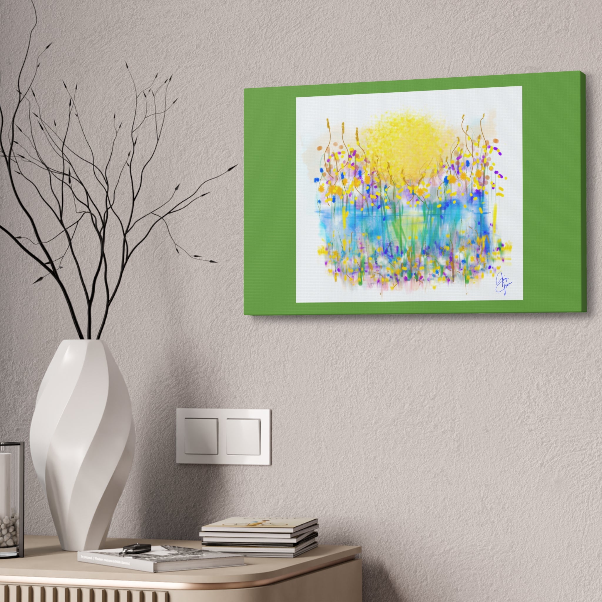 Sunburst Meadow Canvas Print — Vibrant Floral Wall Art