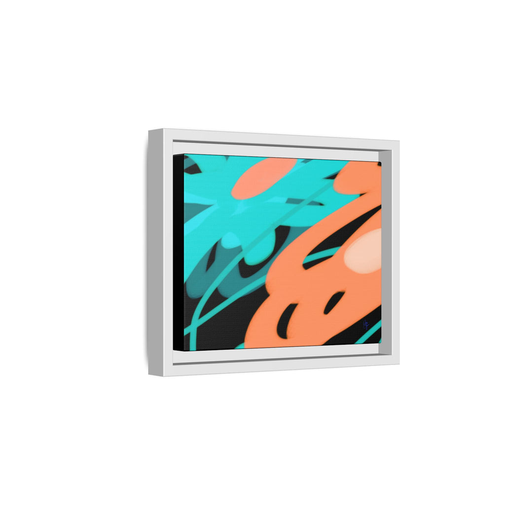 Abstract Teal & Coral Splash Framed Canvas