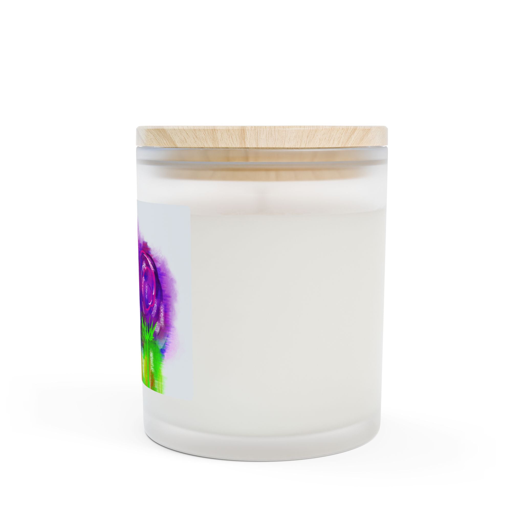 Frosted Glass Candle — Purple Watercolor Roses 11oz Scented Candle