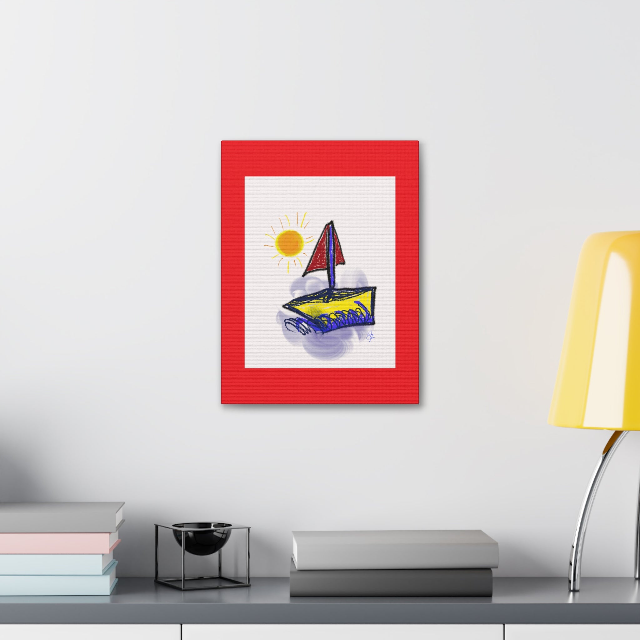 Whimsical Sailboat Canvas — Child's Room Wall Art
