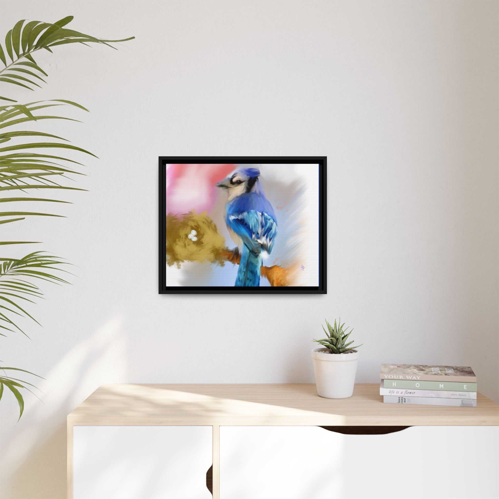Blue Jay Art Print — Framed Matte Canvas Wall Art
