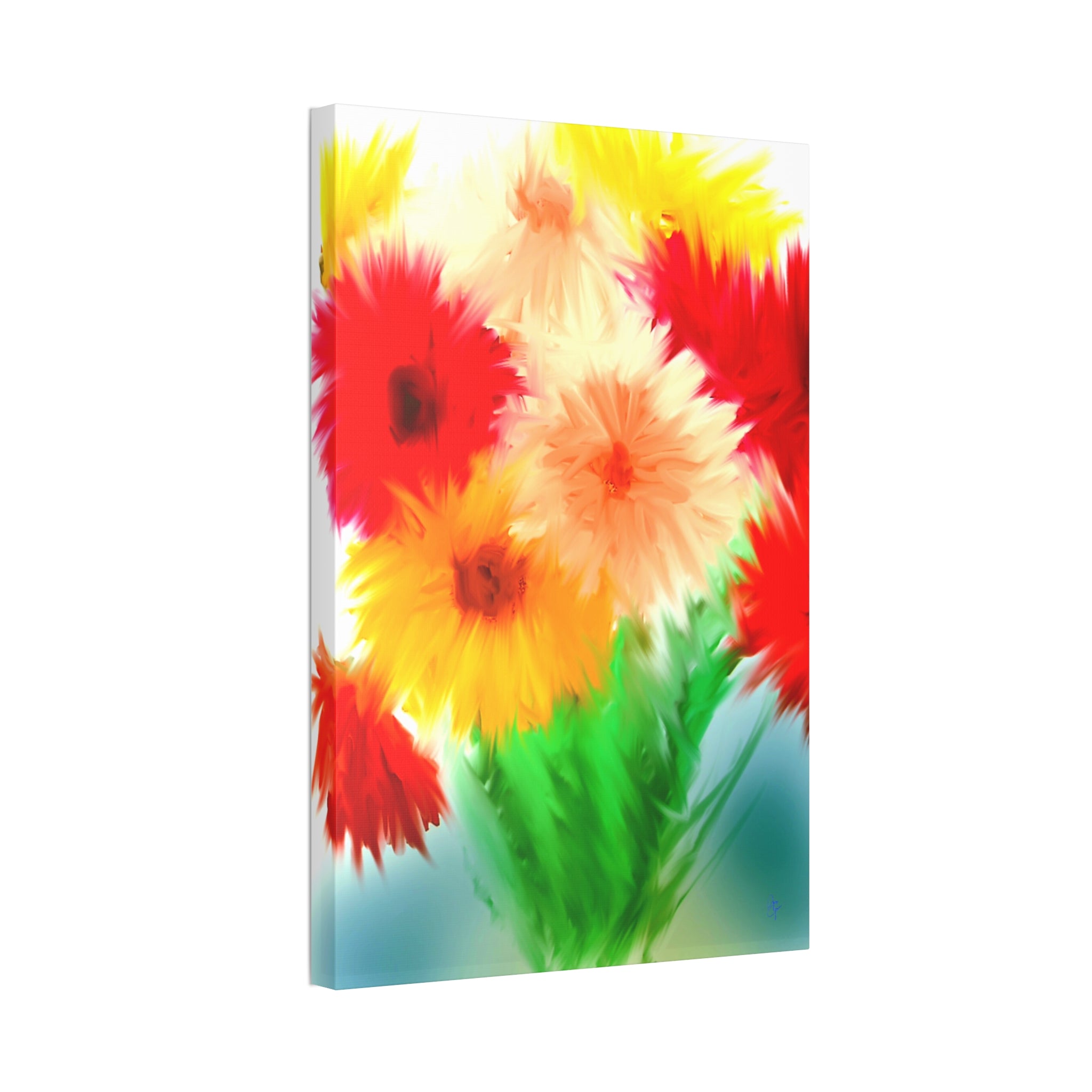 Bright Floral Abstract Canvas Wall Art — Stretched 1.5"