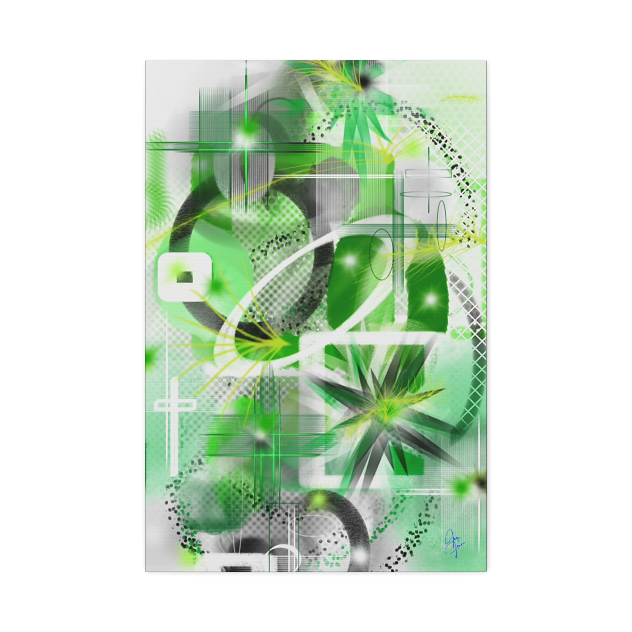 Abstract Green Geometric Canvas Stretched Print