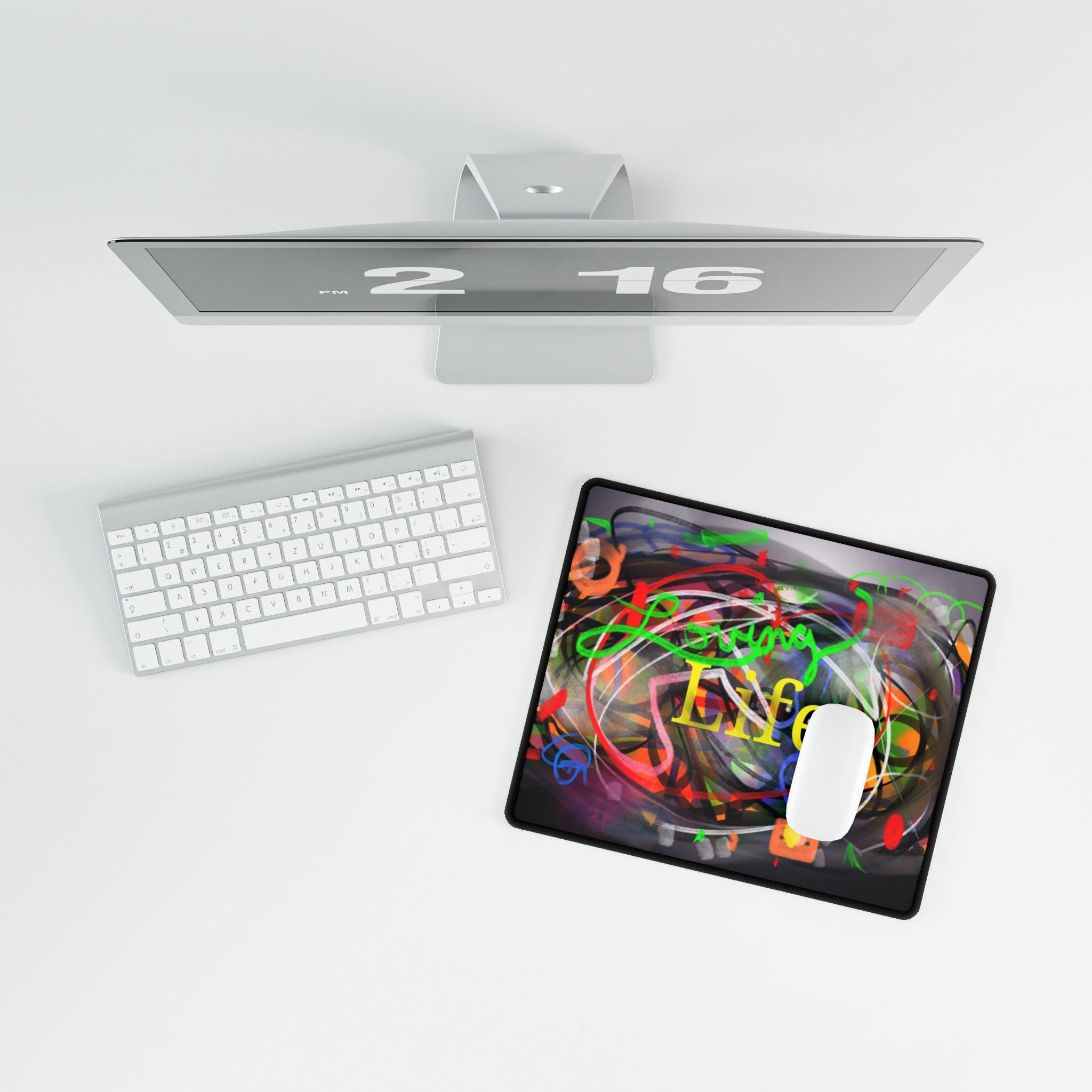 Desk Mat — Vibrant 'Lovng Life' Abstract Art Gaming/Office Mouse Pad
