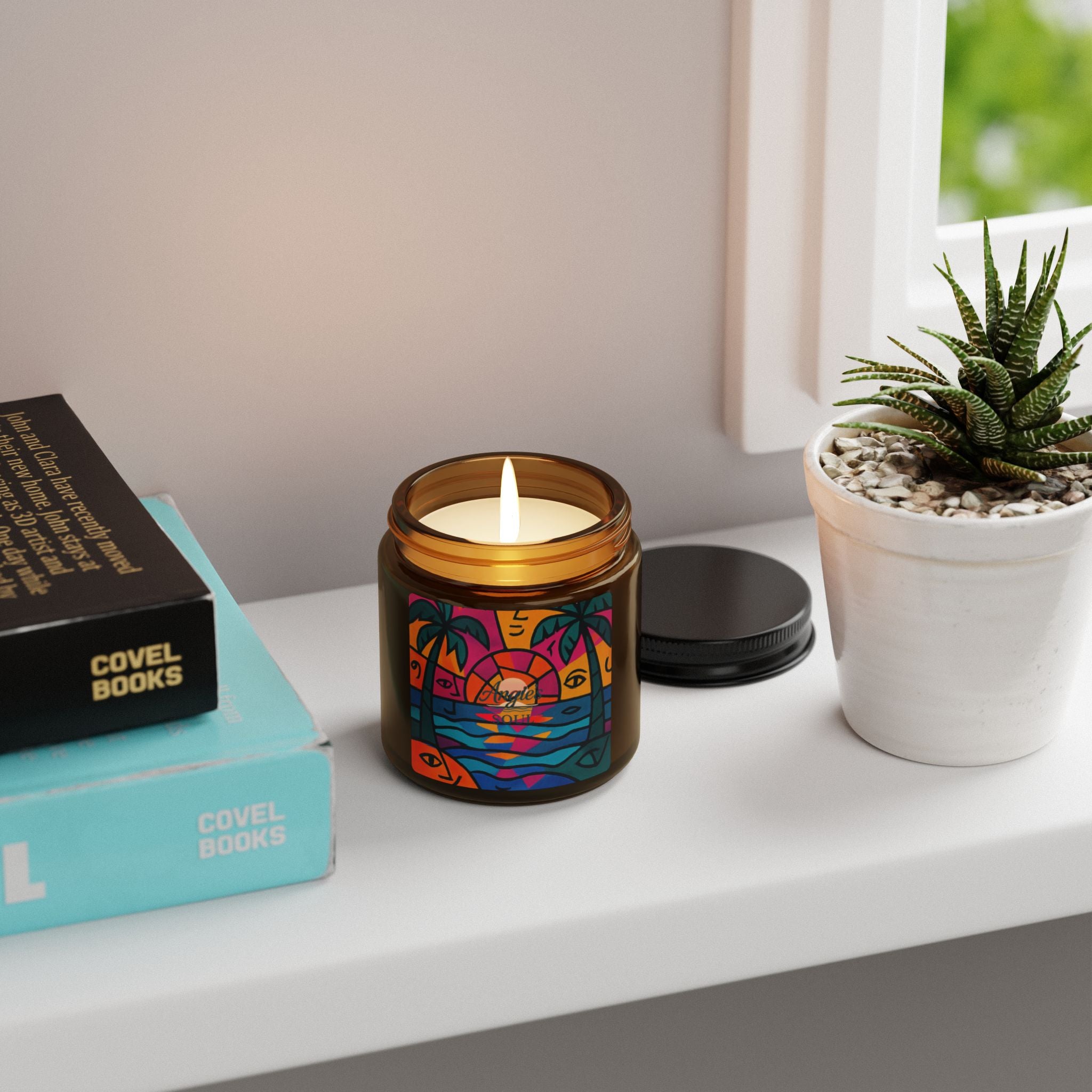 Tropical Sunset Soy Candle — Scented Amber Jar (Multi-Size)