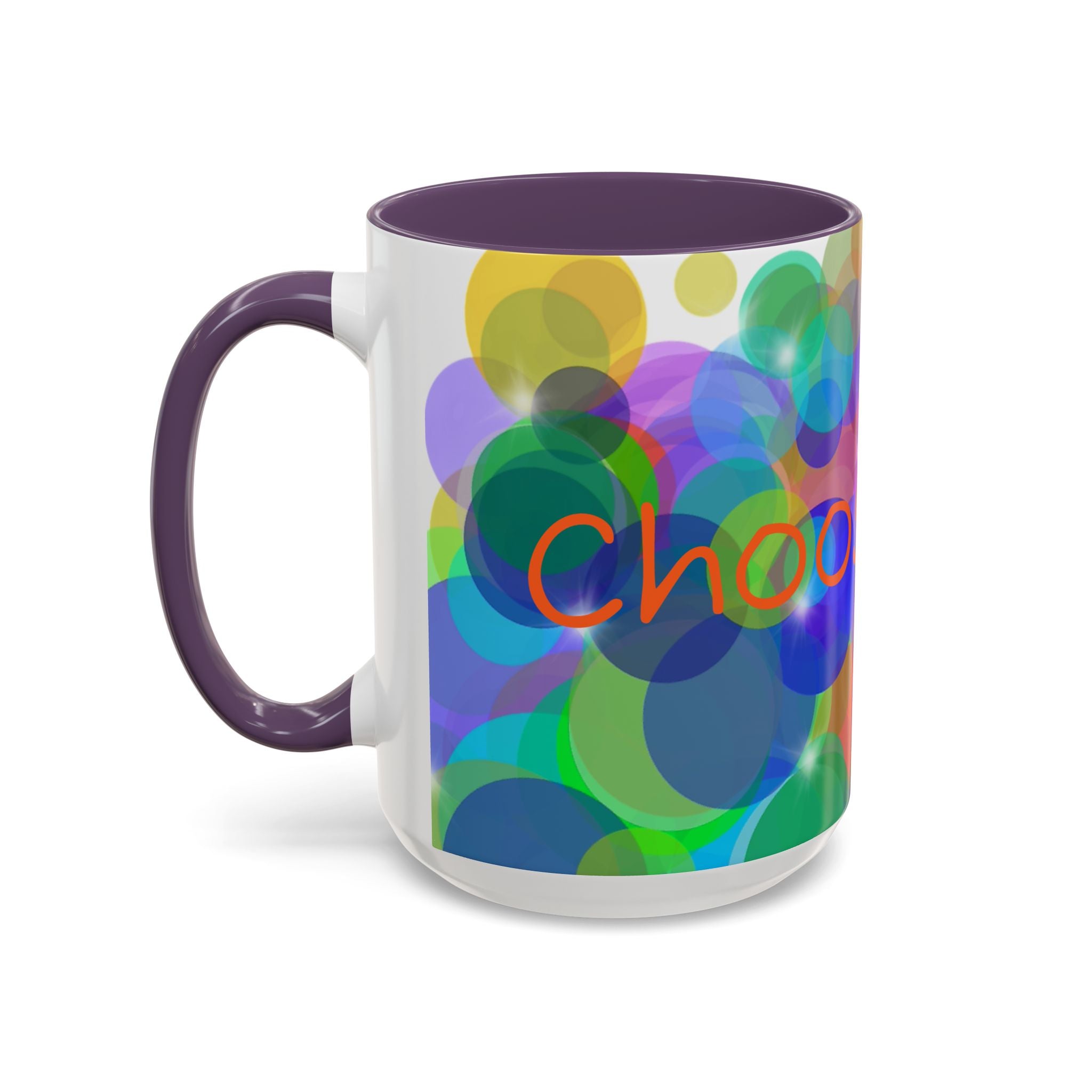 Colorful Bokeh "Choose Joy!" Accent Coffee Mug (11/15oz)