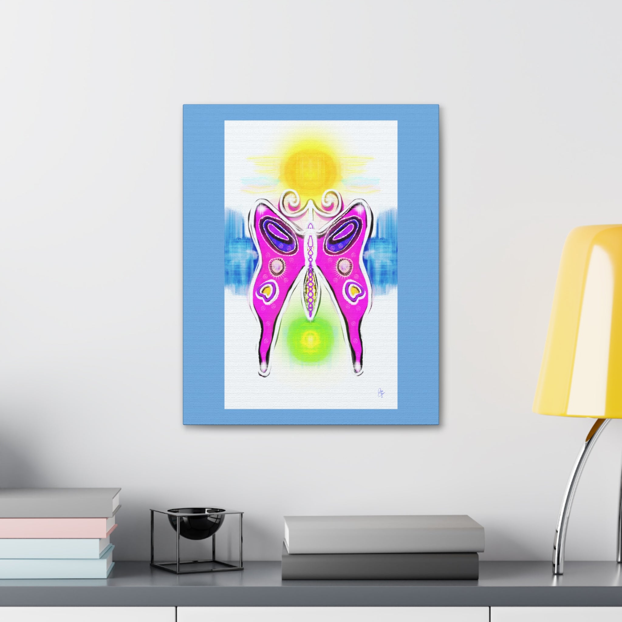 Abstract Pink Butterfly Canvas - Vibrant Stretched Wall Art