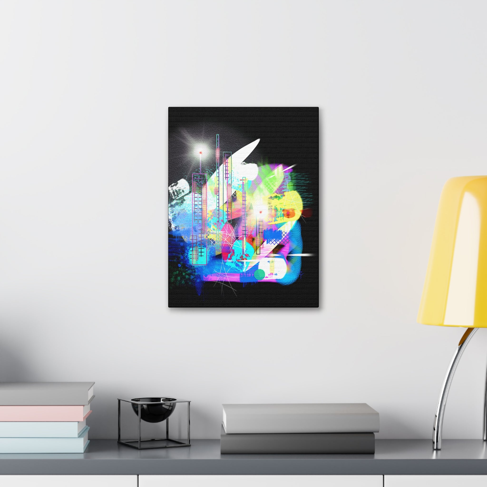 Abstract Neon Cityscape Canvas Print — Stretched 1.5"