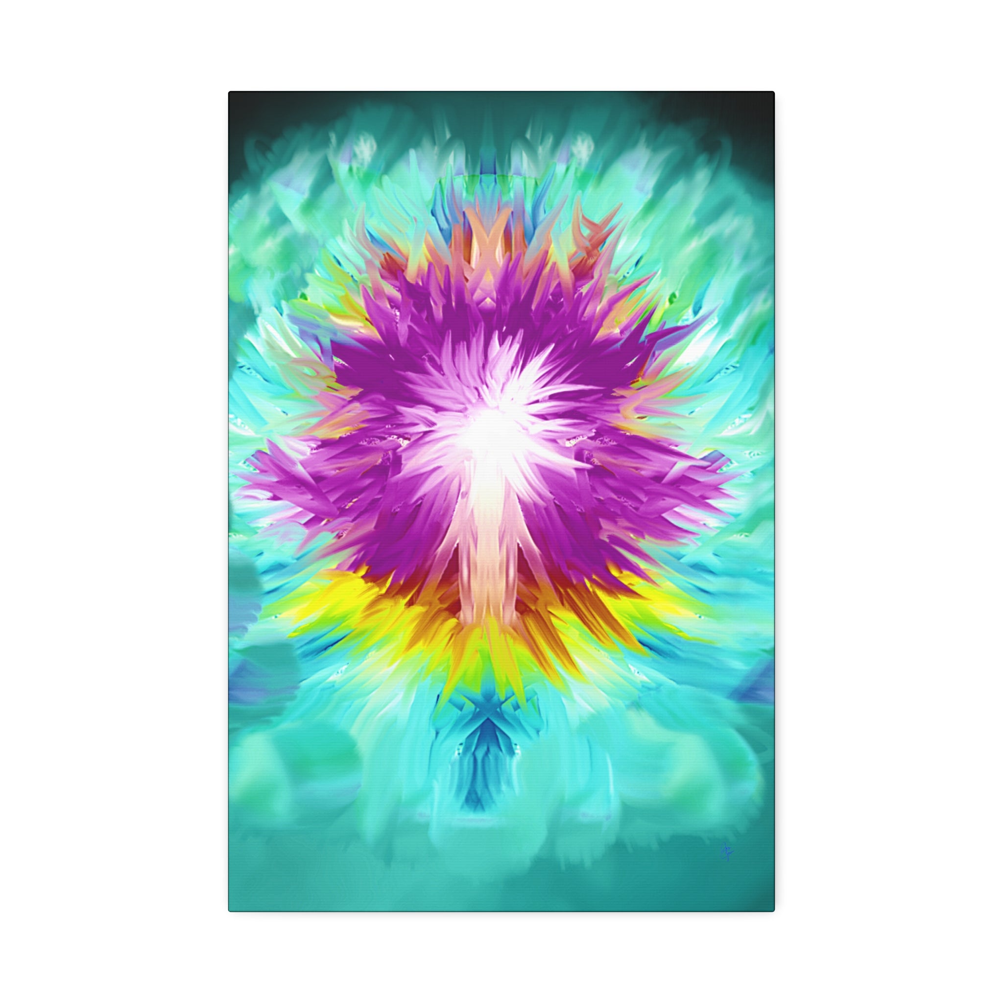 Abstract Radiant Burst Canvas - Vibrant Purple Floral Wall Art (Stretched 1.5")