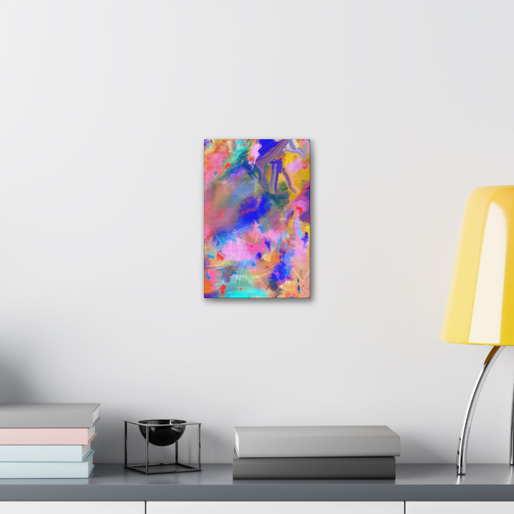 Abstract Color Burst Canvas – Vibrant Pink & Blue Stretched Wall Art